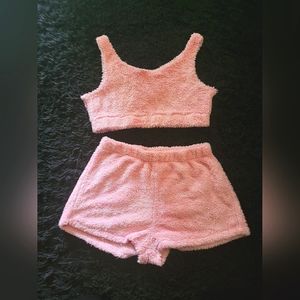 Shein Crop Flannel Tank top & shorts lounge set